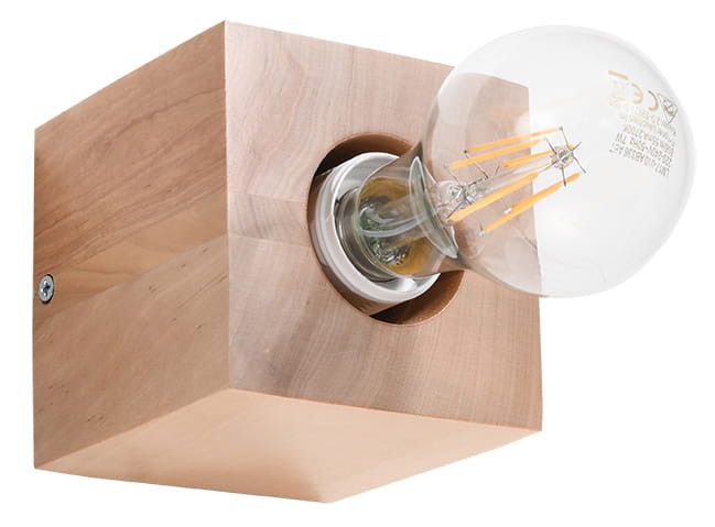 Kinkiet ścienny Sollux Lighting Ariz jasne drewno 1 x E27 x 60W IP20 wym: 10 x 10 x 10 cm - 1 szt.