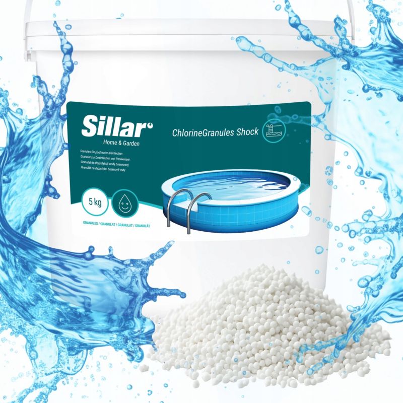 Chlor do basenu, jacuzzi, Sillar, granulat szokowy, 5kg, do dezynfekcji wody, 1szt