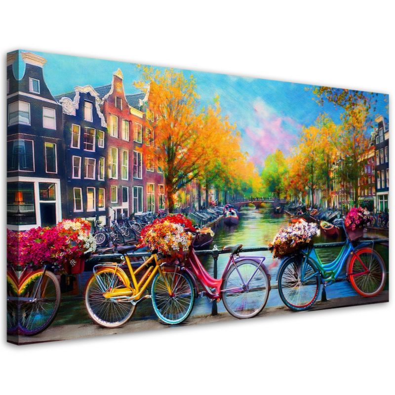 Obraz na płótnie Feeby Amsterdam Rowery Miasto Krajobraz 80x40cm 1szt