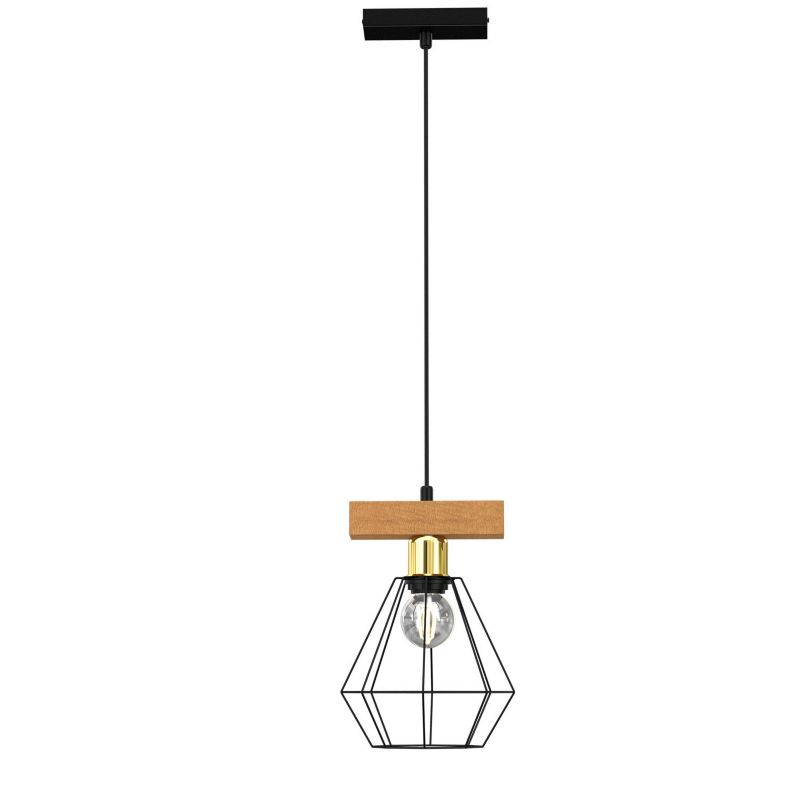 Lampa wisząca Luminex Vastra czarny matowa-jasne drewno-złota wym: 110 x 20 x 19 cm 1xE27 x 15W 1 szt.