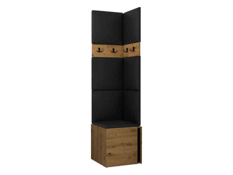 Garderoba MIRJAN 24 Orion XXI dąb artisan/czarny + czarna ekoskóra 1 kpl.
