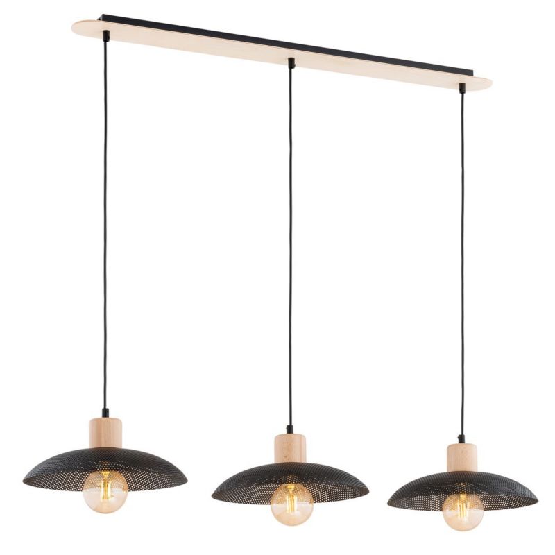 Lampa wisząca Emibig Kobe jasne drewno-czarna wym: 100 x 90 x 30 cm 3xE27 x 15W 1 szt.