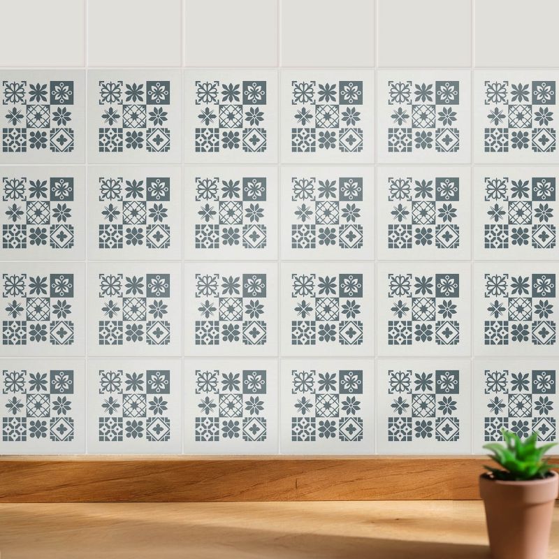 Naklejki dekoracyjne na ścianę Wallfluent 20x20 cm Geometryczne kwiaty i kształty do kuchni i łazienki 24 szt.