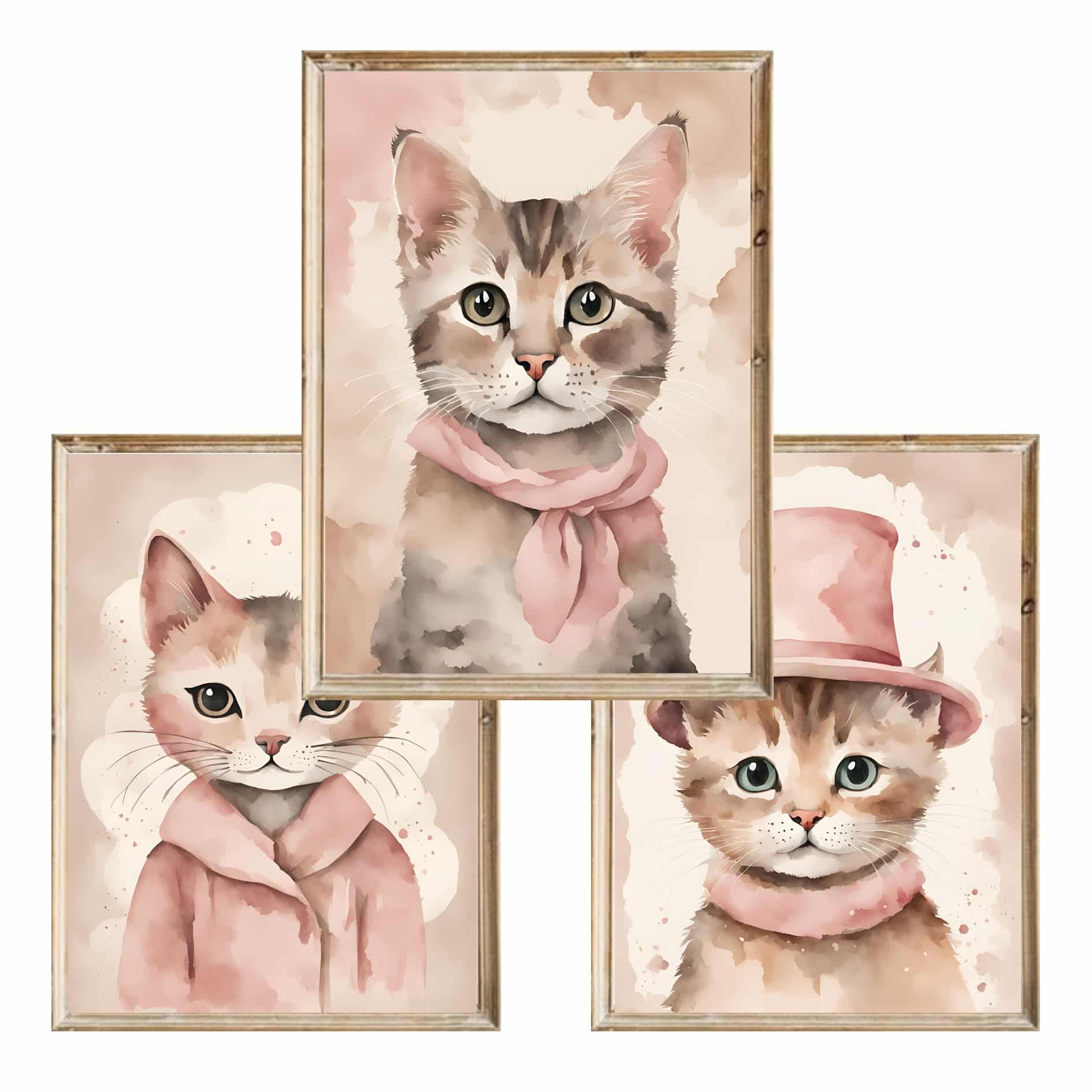 Zestaw trzech plakatów dla dzieci Cat Portraits - A4