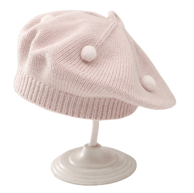 Beret różowy z pomponami NS