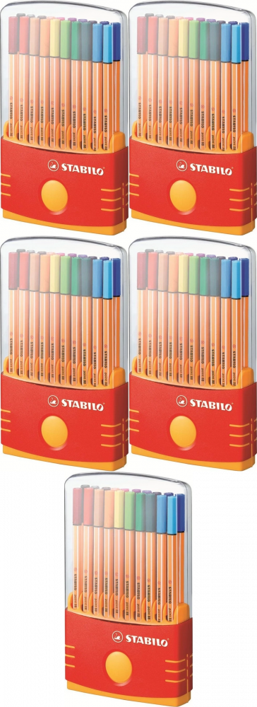 5x Cienkopis Stabilo Point 88 8820-03, 0.4mm, 20 sztuk, mix kolorów