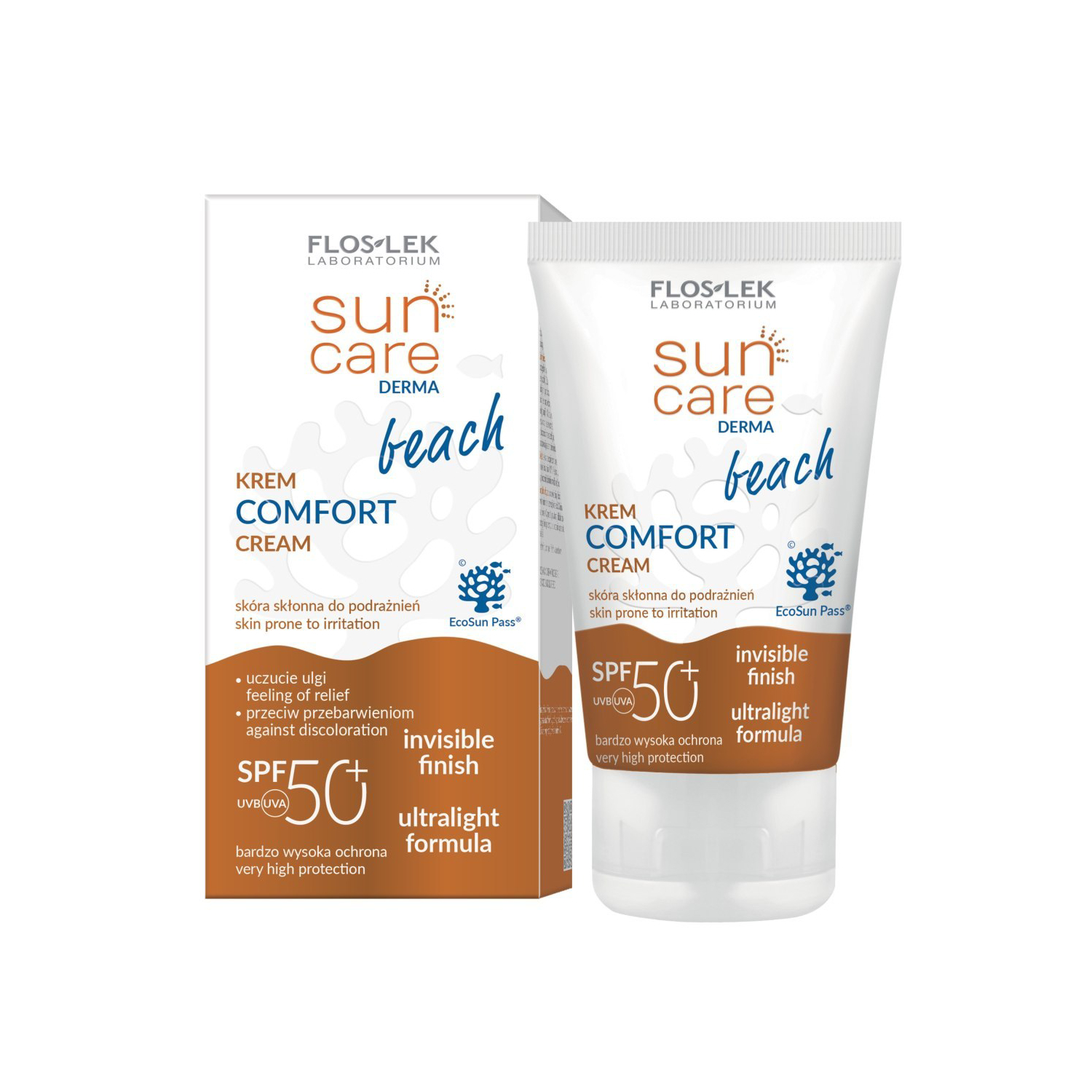 Flos-lek - sun care derma beach, krem comfort do podrażnionej skóry spf50, 50 ml