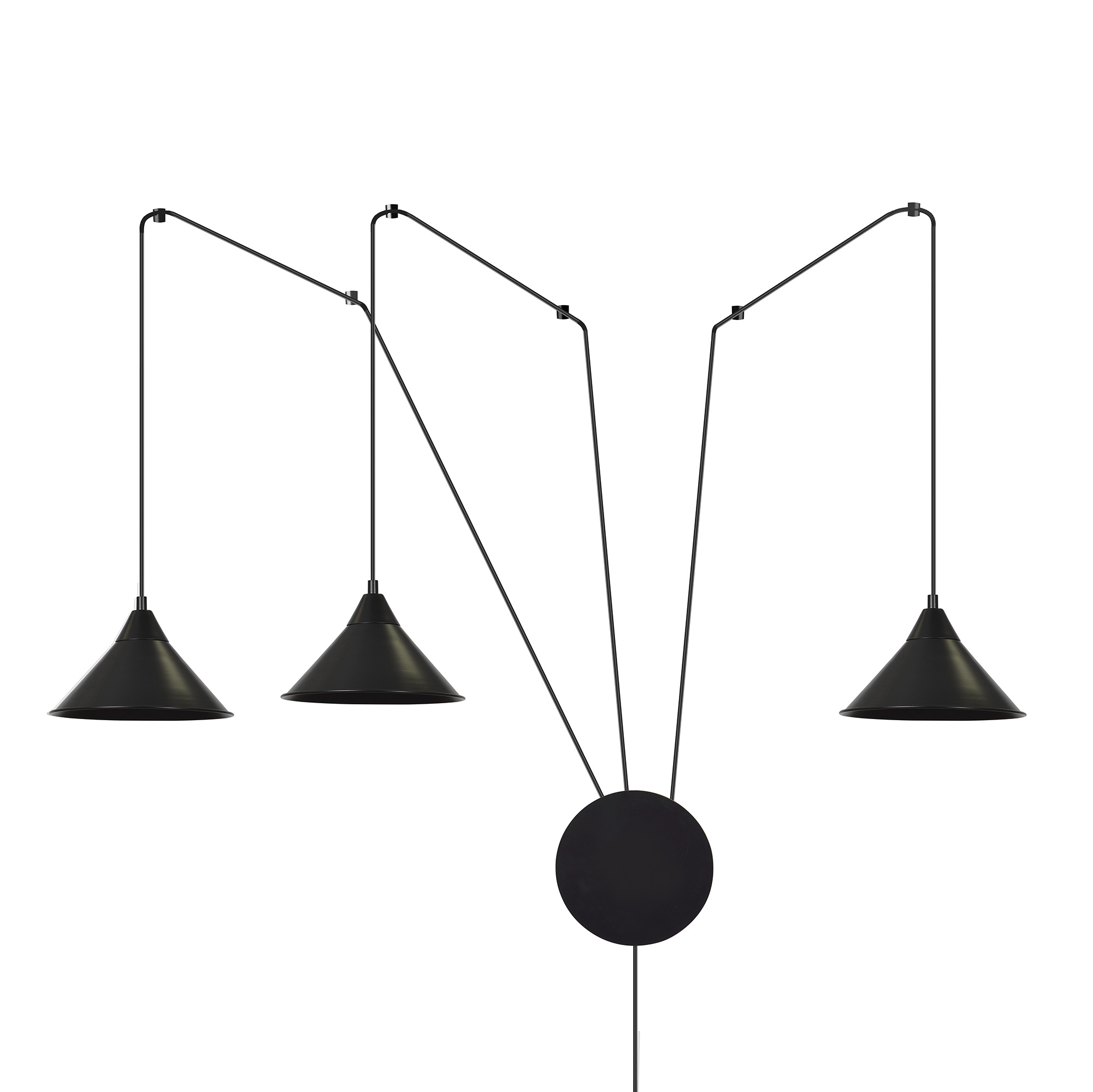 Emibig Abramo lampa wisząca 3x15 W czarna 160/3
