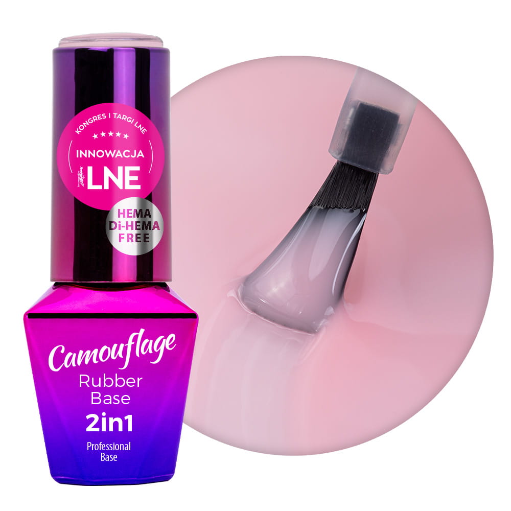 Baza kauczukowa Rubber Base 2w1 Camouflage MollyLac True Ivory HEMA/Di-HEMA Free 10 g Nr 6