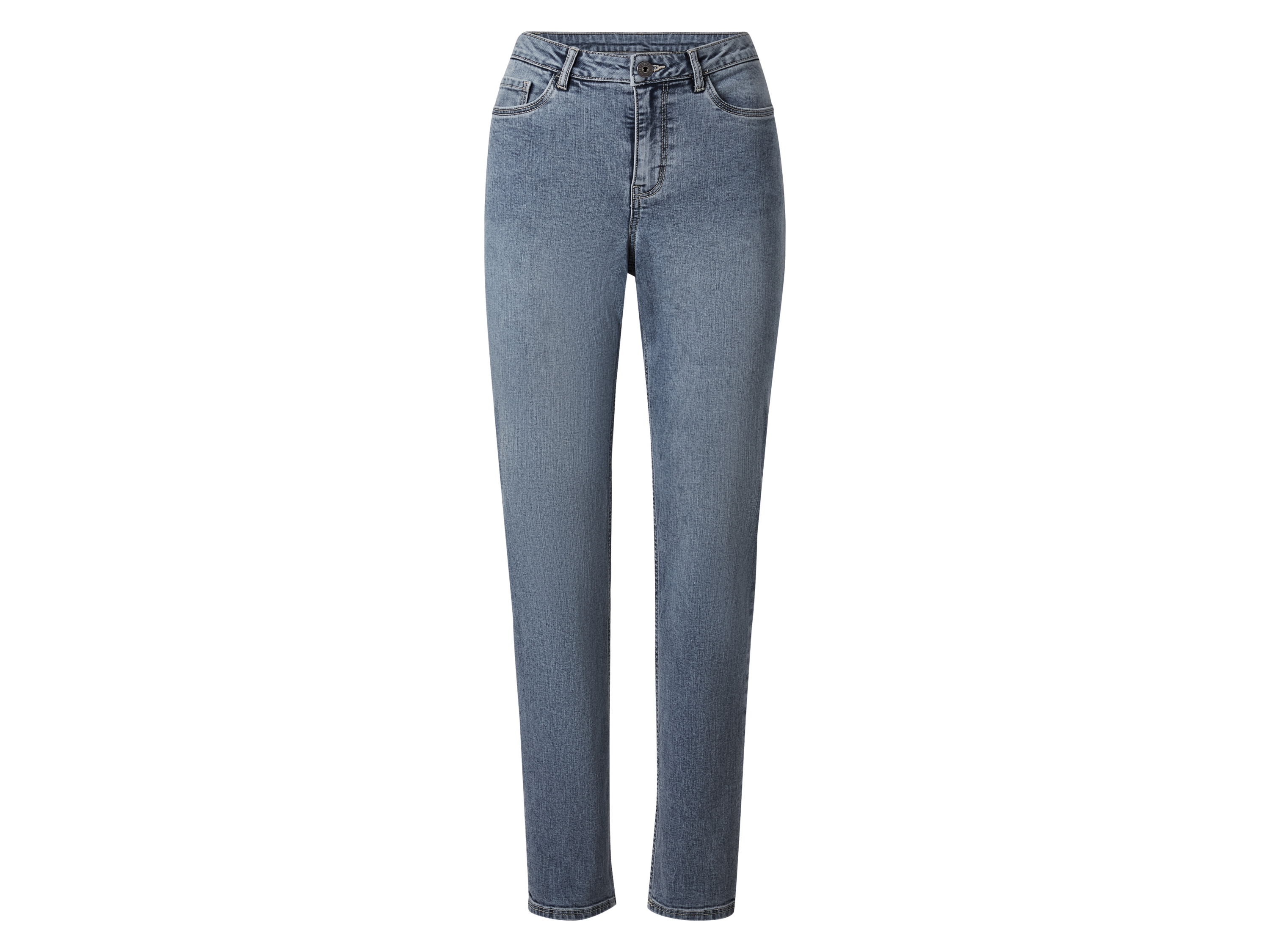 esmara Jeansy straight high waist damskie z bawełną Niebieski, 40