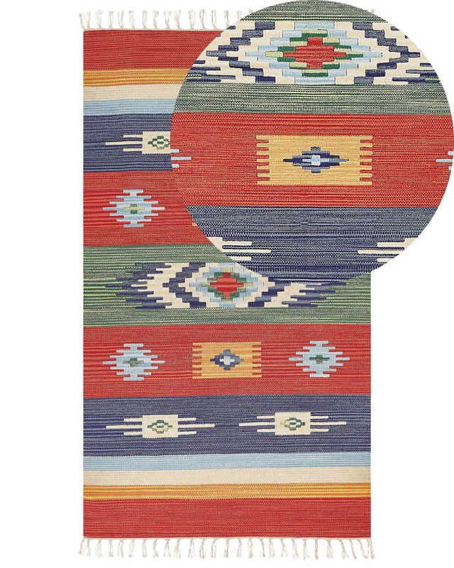 Dywan bawełniany kilim 80 x 150 cm wielokolorowy Kamaris 1 szt.