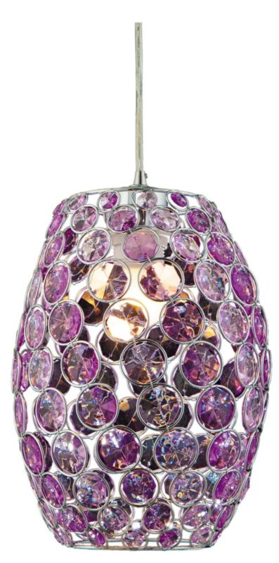 Lampa sufitowa wisząca Candellux Corn 2536 chromowana-fioletowa kryształowa 1xE27 x 60W 1 szt.