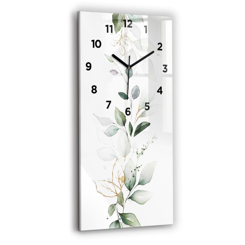 Zegar z czarnymi wskazówkami Wallfluent 30x60 cm Abstrakcja liście 1 szt.