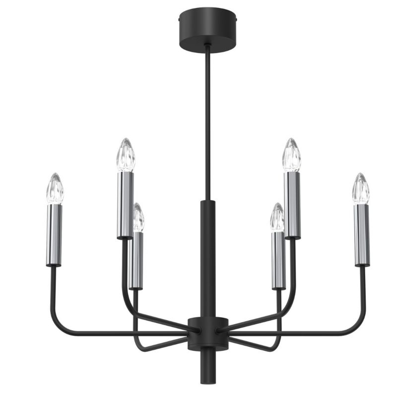 Lampa wisząca Luminex Akasya czarny matowa-chromowana wym: 76 x 65 x 65 cm 6xE14 x 15W 1 szt.
