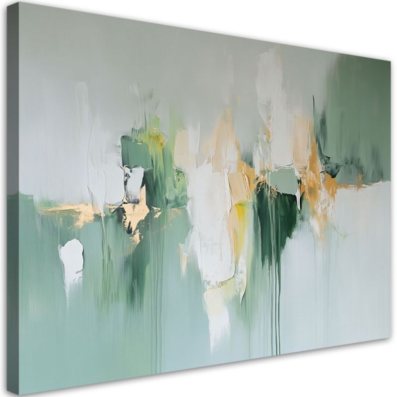 Obraz na płótnie Feeby Zielone Abstrakcyjne Plamy ze Złotem 100x70cm 1szt