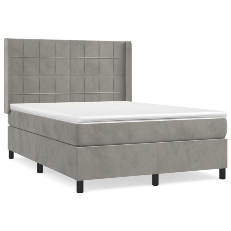 Łóżko kontynentalne WaszeMeble 140x190 cm jasnoszare WM-3132681 1 szt.