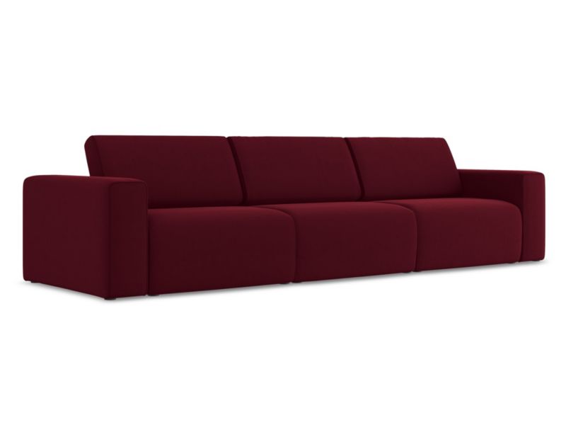 4-osobowa kanapa modułowa Makamii Kalea z tkaniny welwetowej 314x103 cm burgundowy 1 szt.