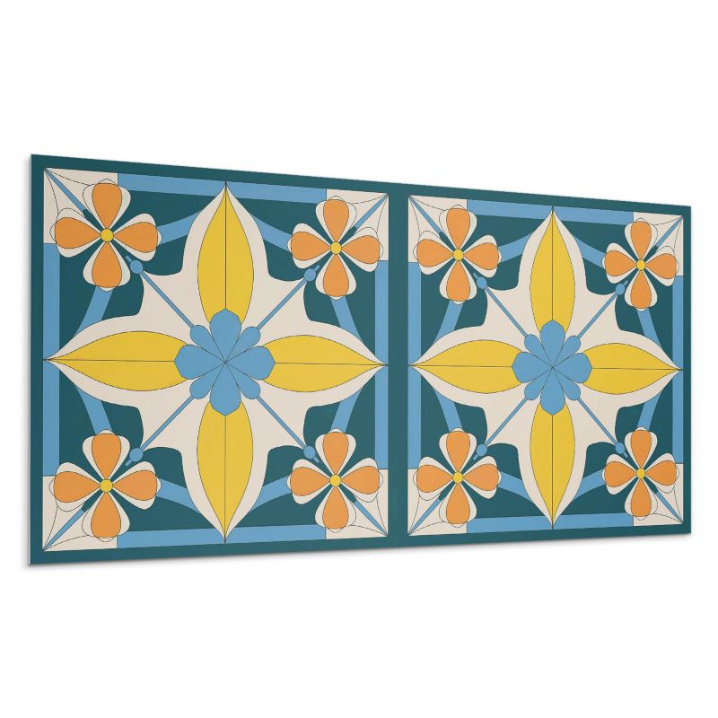 Kafelki samoprzylepne Wallfluent 60x30 cm Wzór geometryczny z kwiatami 6 szt.