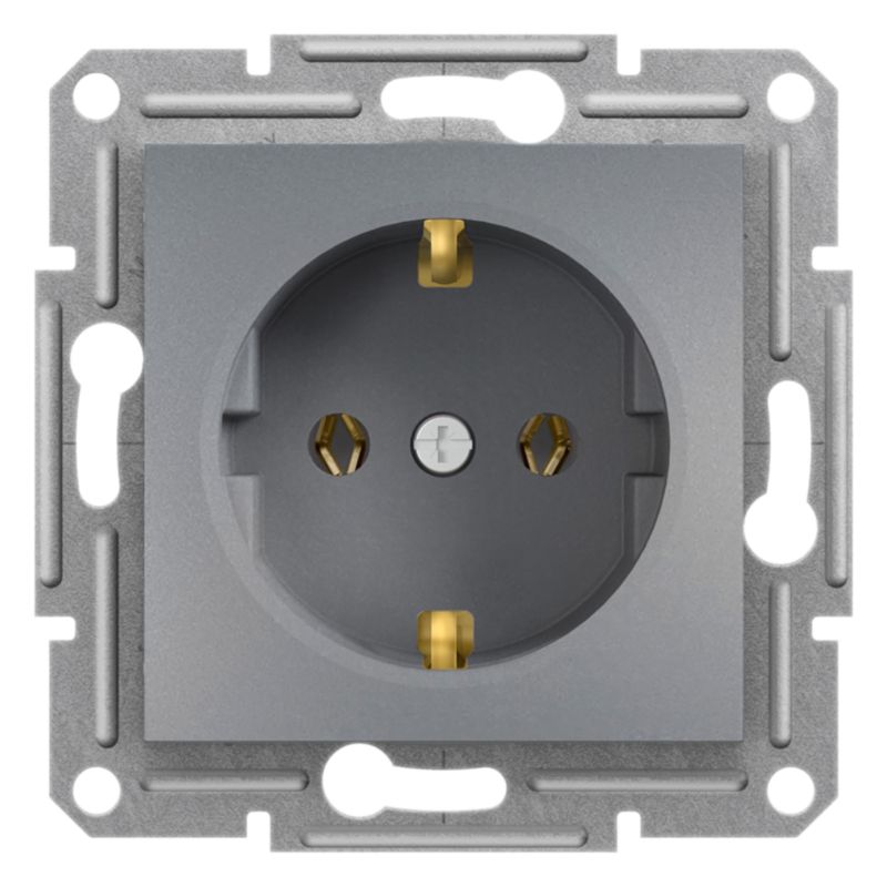 Gniazdo pojedyncze Schneider Electric schuko stal 1 szt.