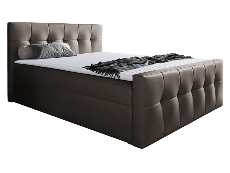 Łóżko kontynentalne MIRJAN 24 Malibu 160x200 ekoskóra taupe 1 szt.
