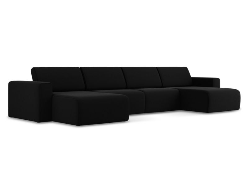 Sofa modułowa panoramiczna Makamii Kalea z tkaniny welwetowej 404x167 cm czarny 1 szt.