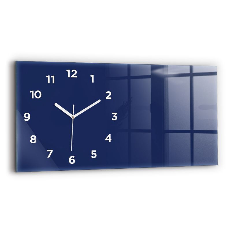 Zegar z białymi wskazówkami Wallfluent 60x30 cm Kolor granatowy Szklany 1 szt.