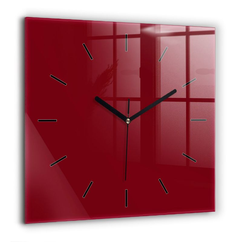 Zegar szklany czarne wskazówki Wallfluent 60x60 cm Burgundowy 1 szt.