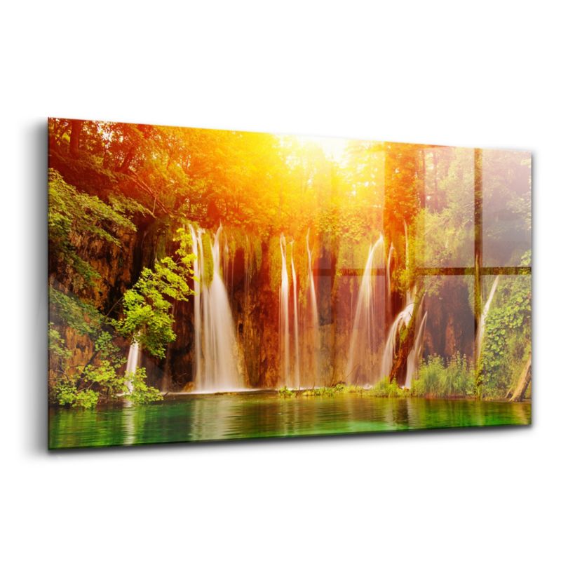 Foto Obraz Ścienny Szklany Wallfluent 120x60 cm Malowniczy Widok Na Wodospad 1 szt.
