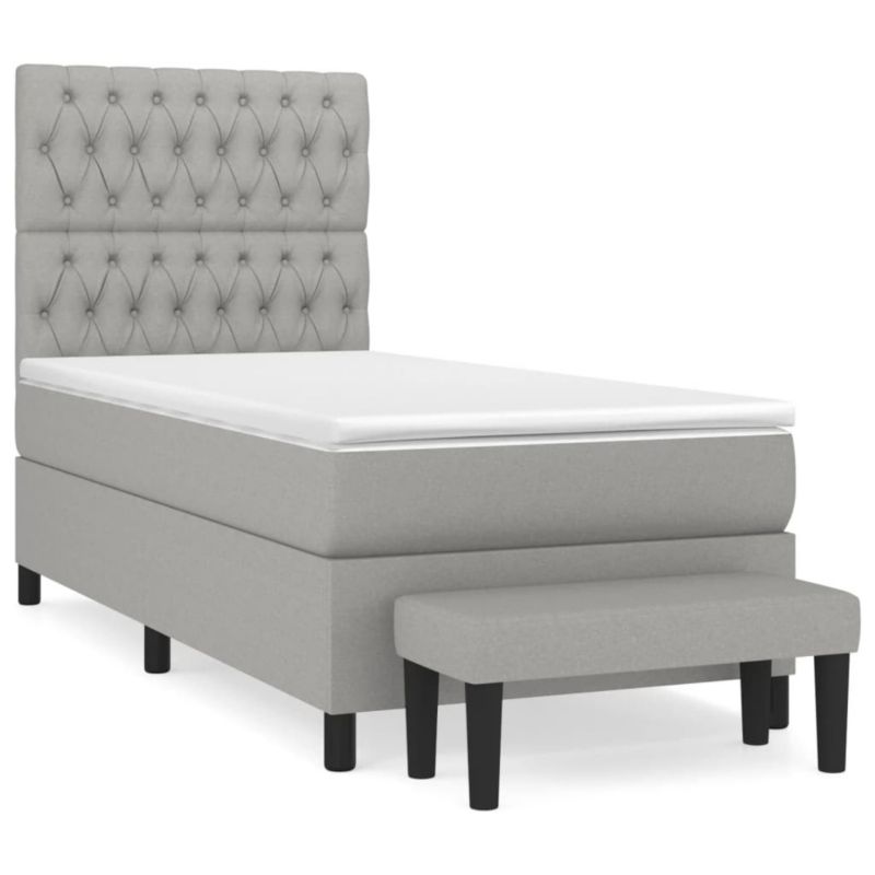 Łóżko kontynentalne WaszeMeble 90x190 cm jasnoszare WM-3136797 1 szt.