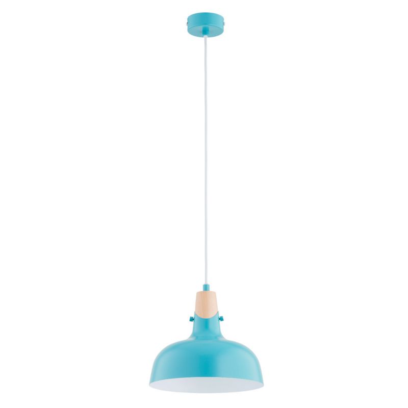 Lampa wisząca Alfa Solo 3201 niebiesko-jasne drewno-biała dziecięca 1xE27 x 15W 1 szt.