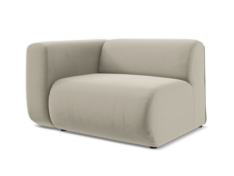 Moduł z podłokietnikiem lewy Makamii Ekahi z tkaniny welwetowej 114x89 cm perłowy 1 szt.