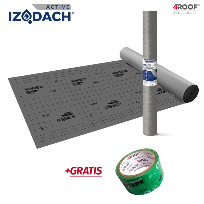 4ROOF Membrana paroizolacyjna IZODACH ACTIVE REFLEX 80g odbija ciepło 1rolka (75m2)