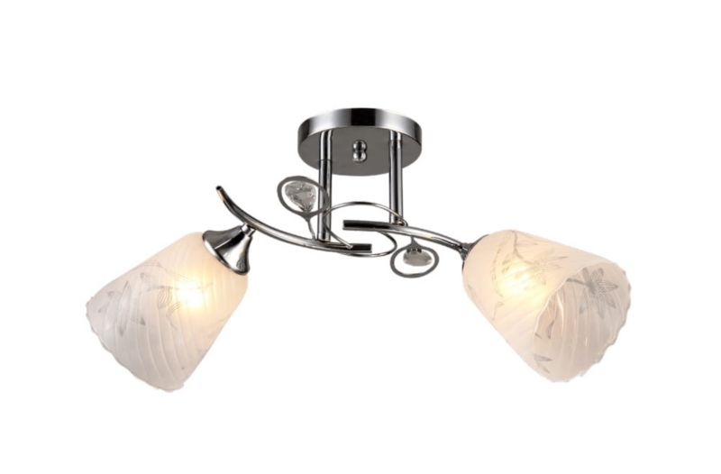 Lampa sufitowa wisząca Lampex Kiri chromowana biała wym: 24 x 34 x 34 cm 2xE27 x 60W 1 szt.