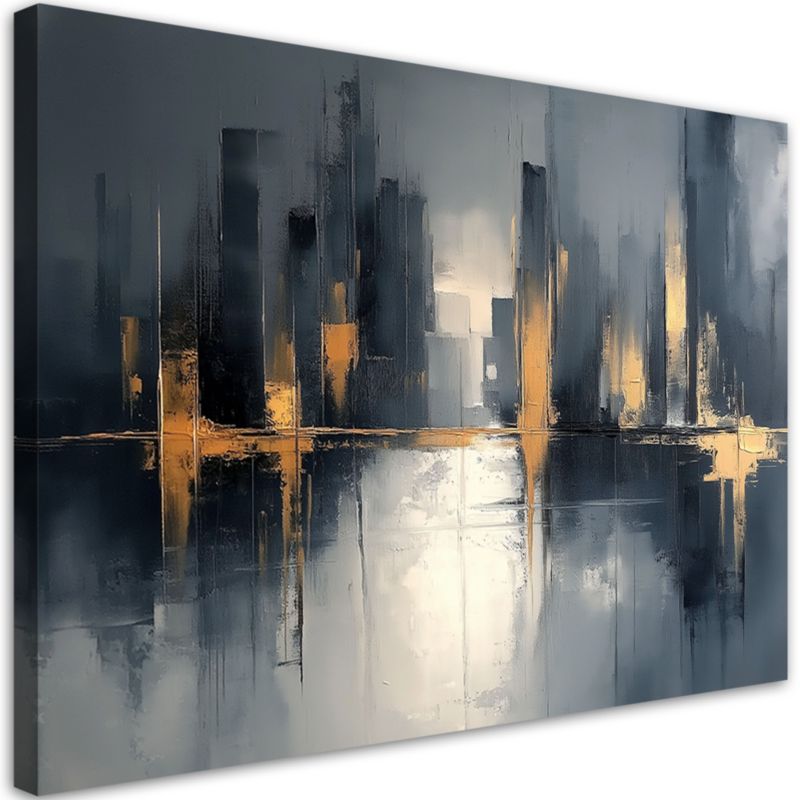 Obraz na płótnie Feeby Abstrakcja Czarno Złota 100x70cm 1szt