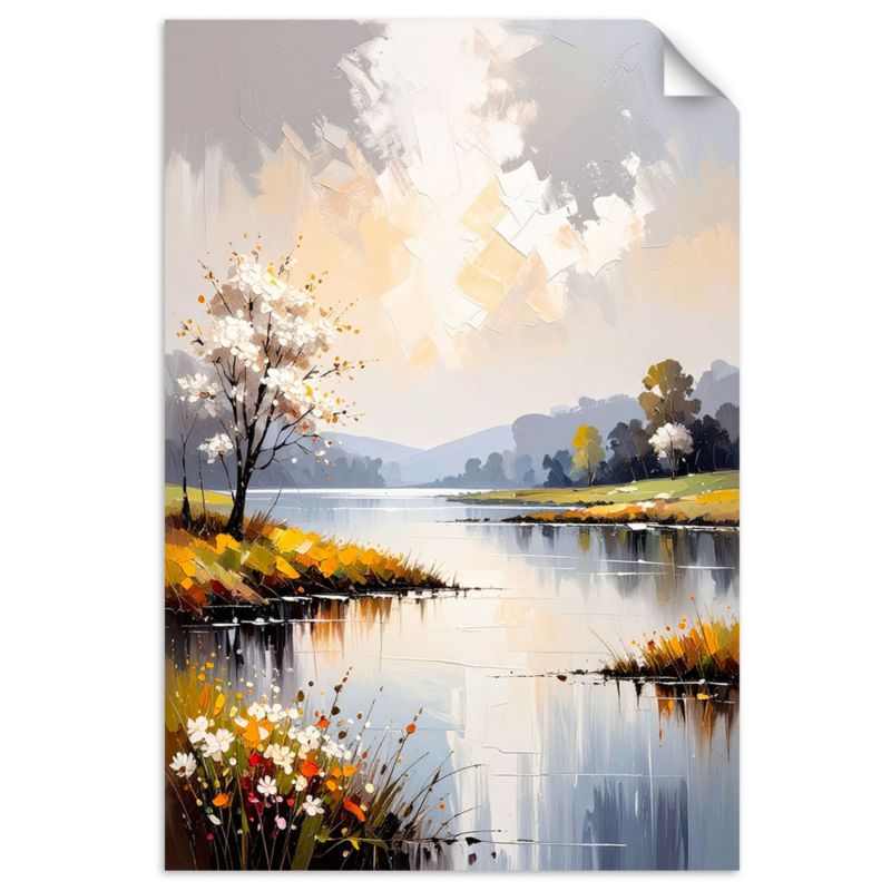 Plakaty samoprzylepne do salonu sypialni Feeby Krajobraz Jezioro Drzewa Natura 30x45cm 1szt