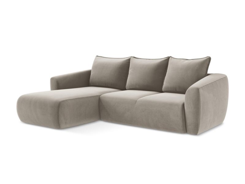 Narożnik lewostronny z funkcją spania Makamii Guava z tkaniny welwetowej 255x165 cm kreci 1 szt.