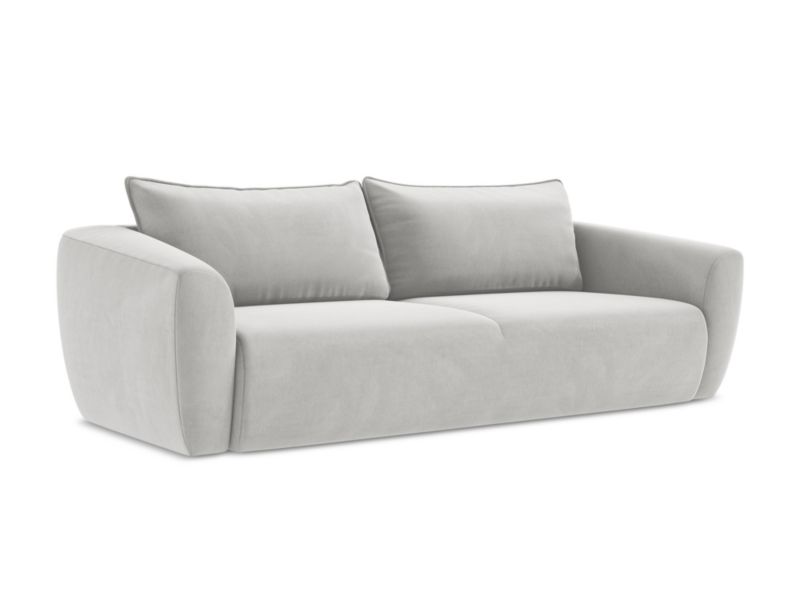Kanapa 3-osobowa z funkcją spania Makamii Guava z tkaniny welwetowej 238x102 cm srebrny 1 szt.