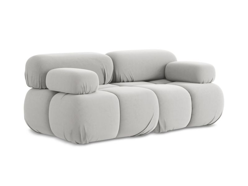 Modułowa sofa 2-osobowa Makamii Lokua z tkaniny welwetowej 190x96 cm srebrny 1 szt.