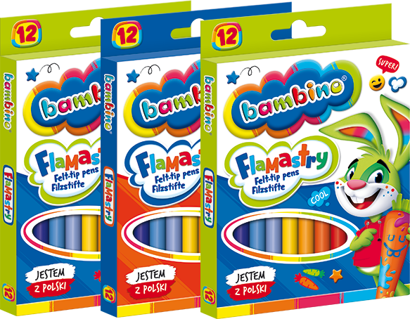 3x Flamastry Bambino Zwierzaki Uczniaki, 12 sztuk, mix kolorów