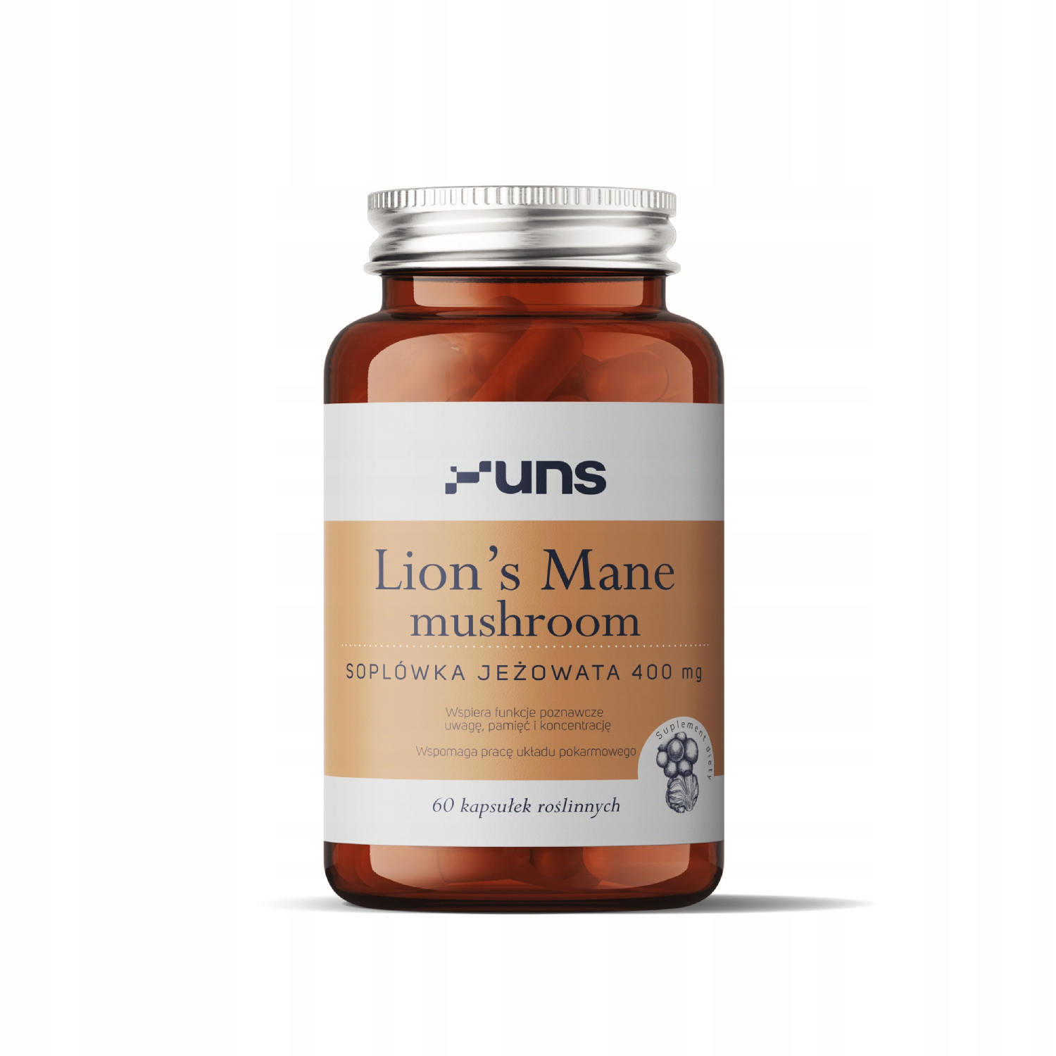 Uns, lion's mane mushroom, 60 kapsułek