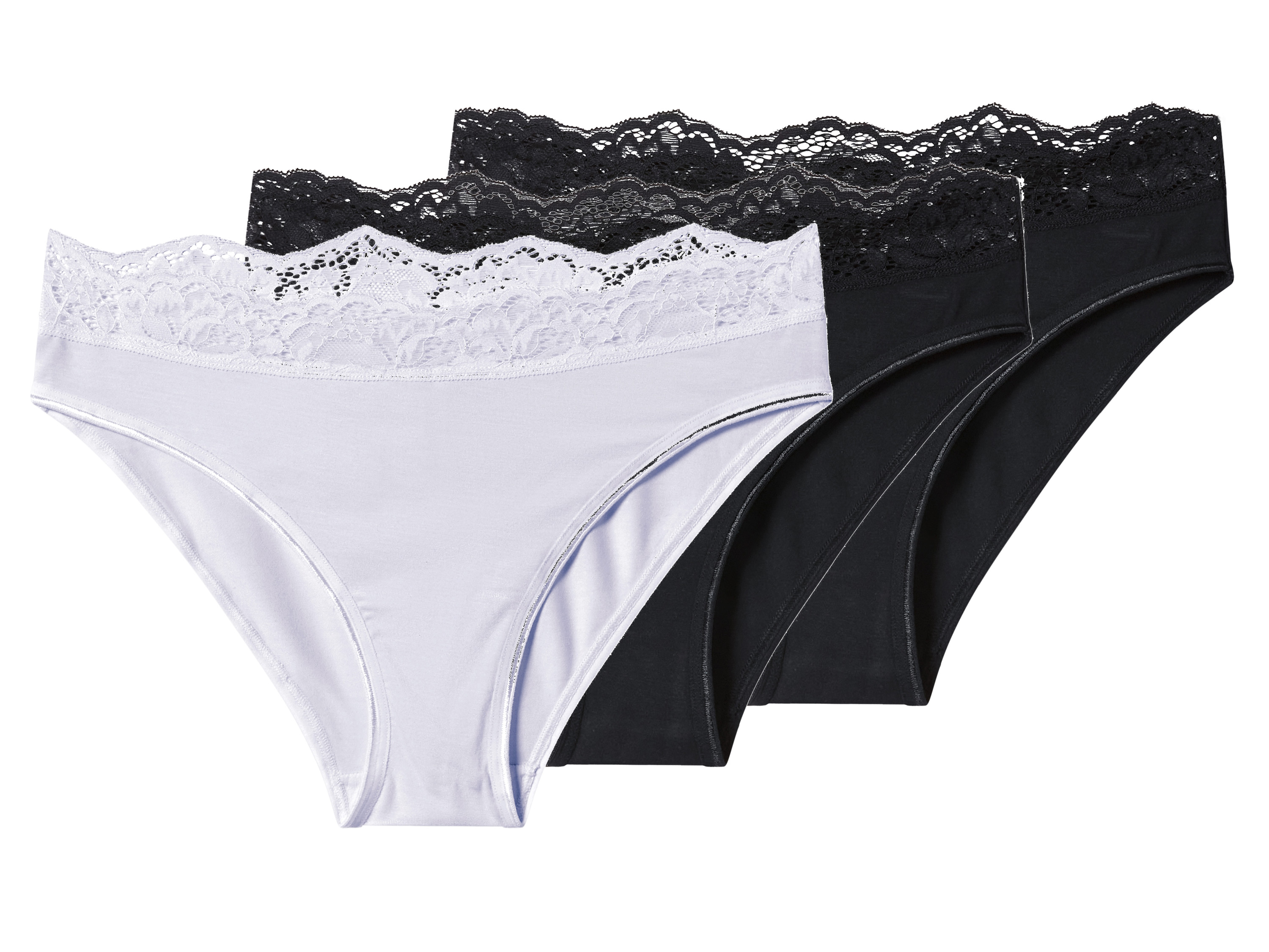 esmara Majtki damskie z modalem, 3 pary Czarny / biały, Xl48/50