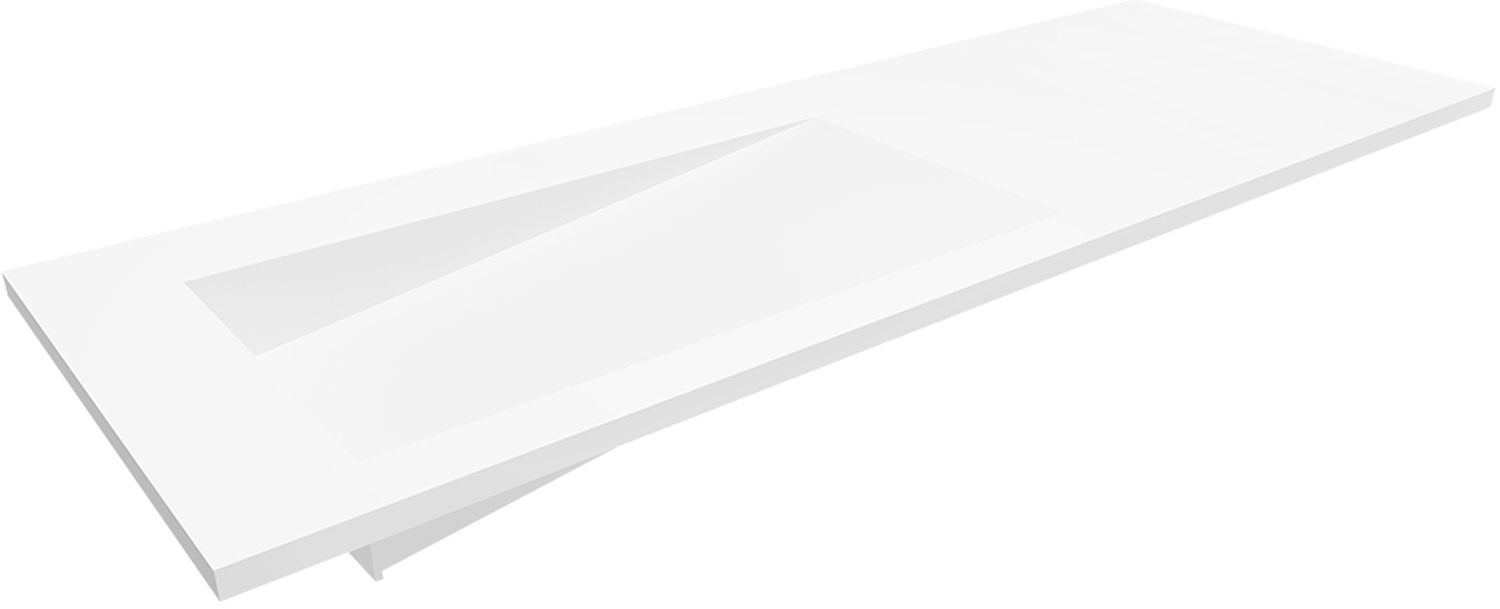 Darmowa Dostawa - Umywalka 130x45 cm prostokątna wpuszczana-z blatem biała Cristalstone Linea Ideal U1300MBLOLBCRBO