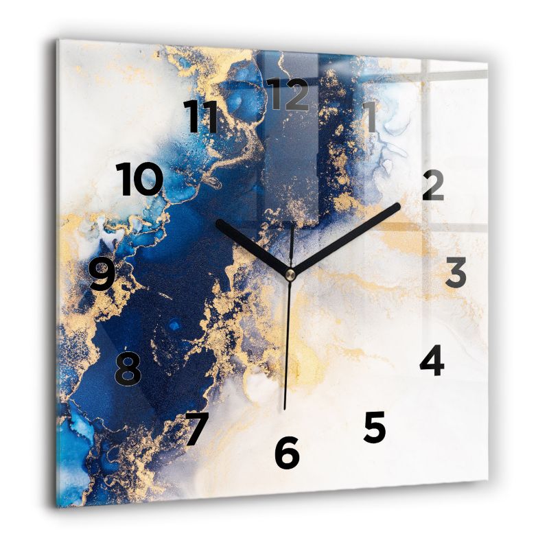 Zegar z czarnymi wskazówkami Wallfluent 60x60 cm Marmur wzór 1 szt.