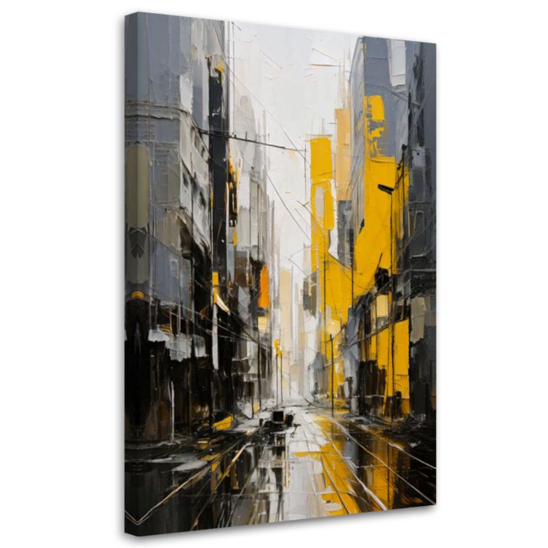 Obraz na płótnie Feeby Miasto Ulica Akwarela Żółty Szary 60x90cm 1szt