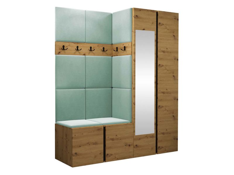 Garderoba MIRJAN 24 Orion XII dąb artisan/czarny + miętowy 1 kpl.
