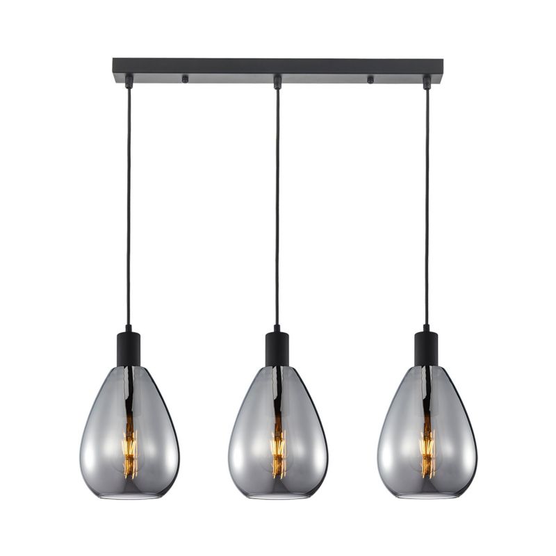 Lampa wisząca Italux Zulo 8245 czarna-dymiona nowoczesna 3xE27 x 1 szt.