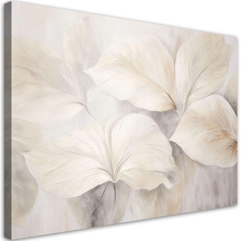 Obraz do salonu sypialni Feeby Liście rośliny natura beżowa boho 3d 90x60cm 1szt