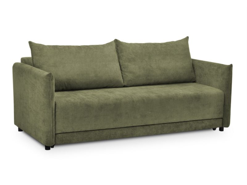 Kanapa 3-osobowa z funkcją spania Makamii Piko z tkaniny szenilowej 207x95 cm zielony 1 szt.