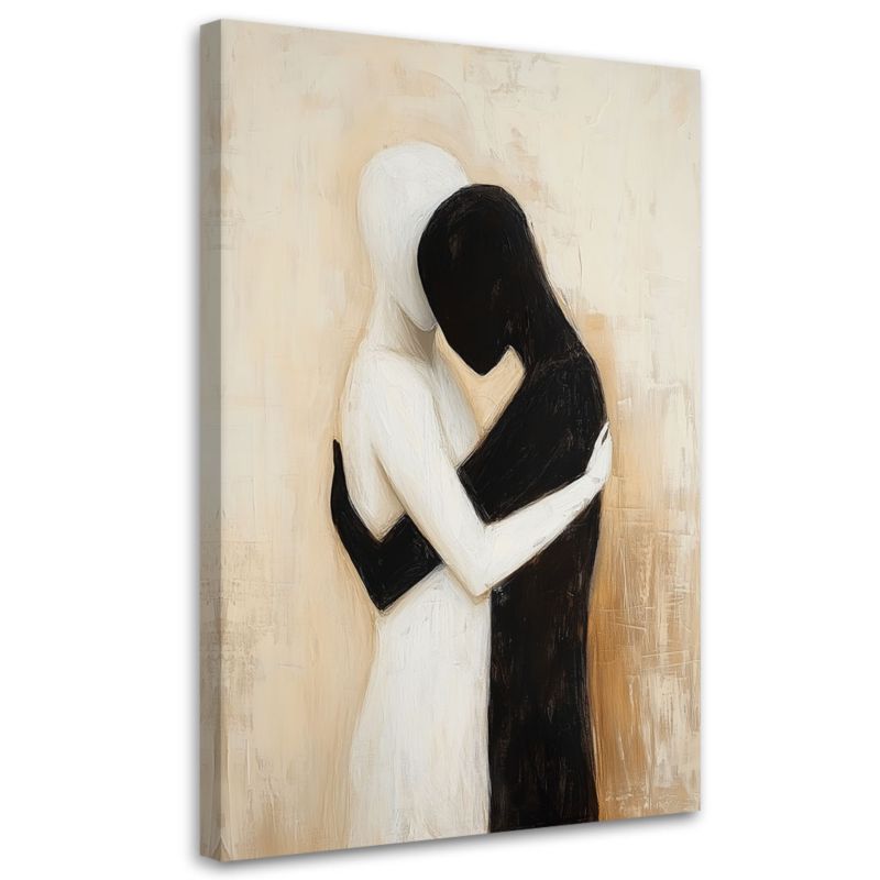 Obraz na płótnie Feeby Zakochana Para na Beżowym Tle 80x120cm 1szt