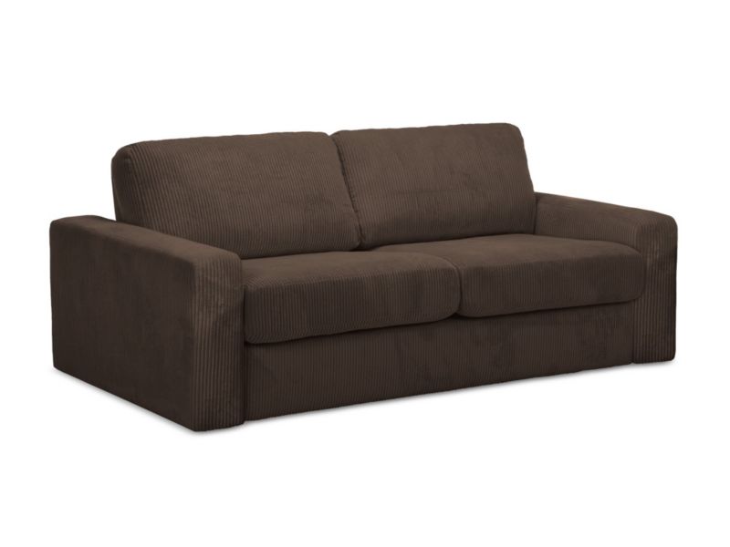 Kanapa 3-osobowa z funkcją spania Makamii Nona z tkaniny sztruksowej 195x100 cm czekoladowy 1 szt.